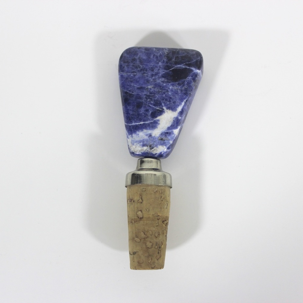 Vintage Semiprecious Stone Bottle Stopper Sodalite Blue Wine Cork